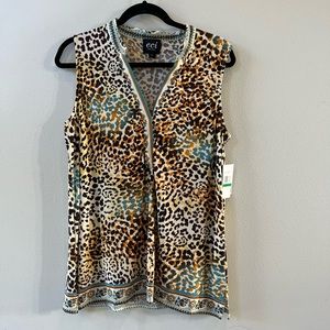 Last Call!!! ECI Animal Print Sleeveless Wrinkle-free Blouse NWT Sz Lg